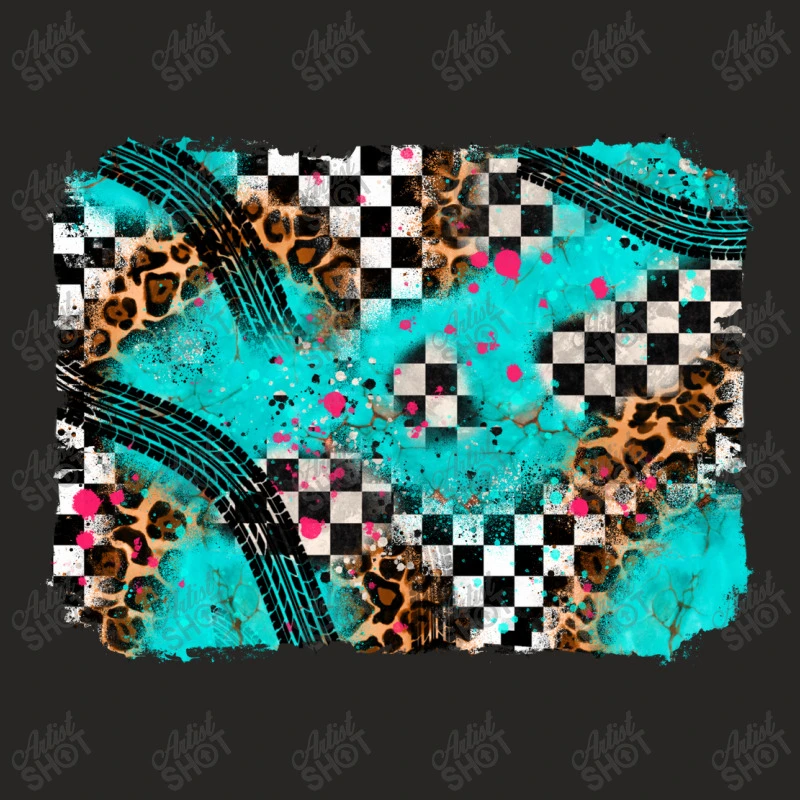 Race Day Turquoise Background Ladies Fitted T-Shirt 5 Race Day Turquoise Background Ladies Fitted T-Shirt - Image 5