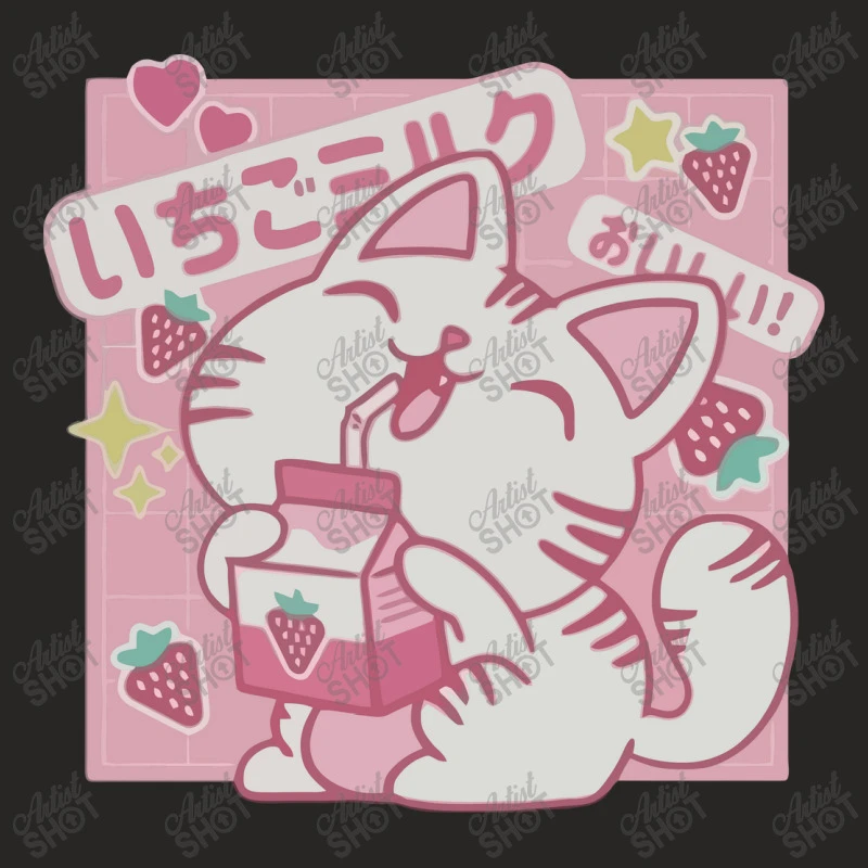 Cat With Strawberry Milk Ladies Fitted T-Shirt 5 Cat With Strawberry Milk Ladies Fitted T-Shirt - Image 5