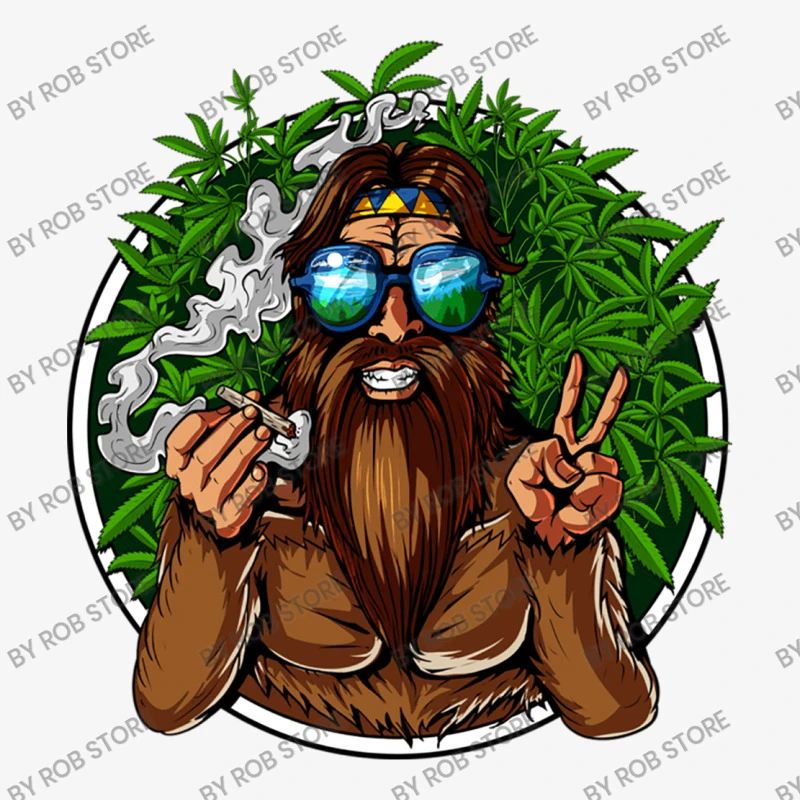 Hippie Bigfoot Smoking Weed Cannabis Ladies Fitted T-Shirt 5 Hippie Bigfoot Smoking Weed Cannabis Ladies Fitted T-Shirt - Image 5
