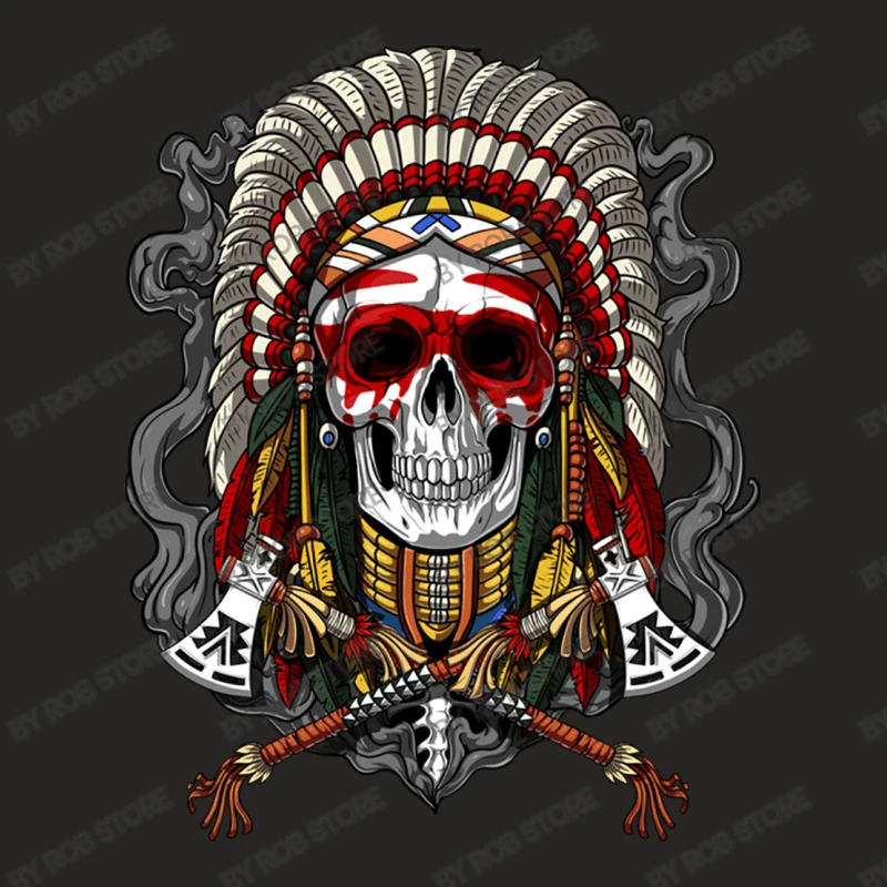 Native American Chief Skull Indian Ladies Fitted T-Shirt 5 Native American Chief Skull Indian Ladies Fitted T-Shirt - Image 5