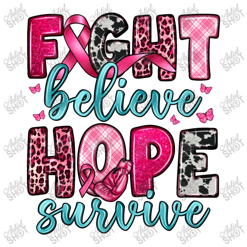 Fight Believe Hope Survive Women's V-Neck T-Shirt 5 Fight Believe Hope Survive Women's V-Neck T-Shirt - Image 5