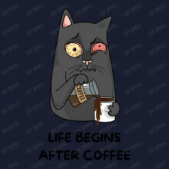 Funny Cat, Life Begins After Coffee Women's V-Neck T-Shirt -TeeMuse Store d.2526832711.25098483.s3.1 1a1d30 SXBwbw 800x800 1