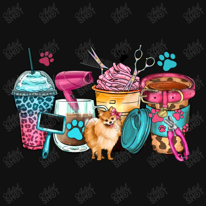 Pet Groomer Coffee Cups All Over Women's T-shirt 5 Pet Groomer Coffee Cups All Over Women's T-shirt - Image 5