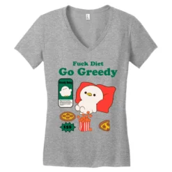 Fuck Diet Go Greedy Women's V-Neck T-Shirt -TeeMuse Store pd.2522093075.72.25033577.s3.1 front heather ffffff none x0y9 138 800x800 1