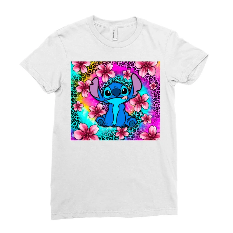 Stitch Flower Tie Dye And Leopard Ladies Fitted T-Shirt 3 Stitch Flower Tie Dye And Leopard Ladies Fitted T-Shirt - Image 3