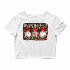 Happy Holidays Gnomes Christmas Crop Top