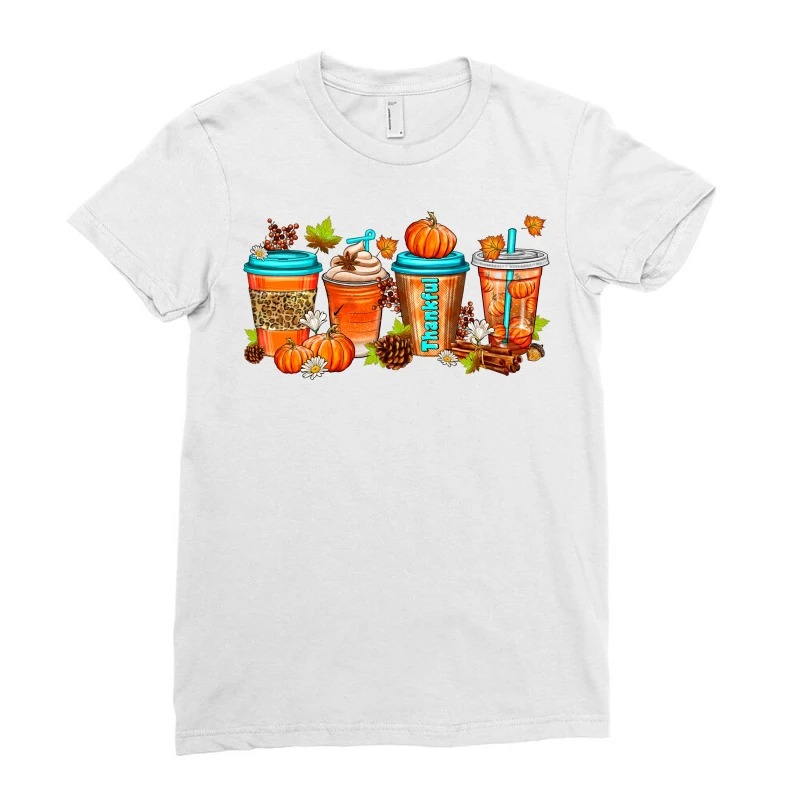 Thankful Coffee Cups Ladies Fitted T-Shirt 3 Thankful Coffee Cups Ladies Fitted T-Shirt - Image 3