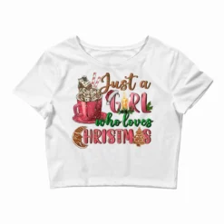 Pink Just A Girl Who Loves Christmas Crop Top