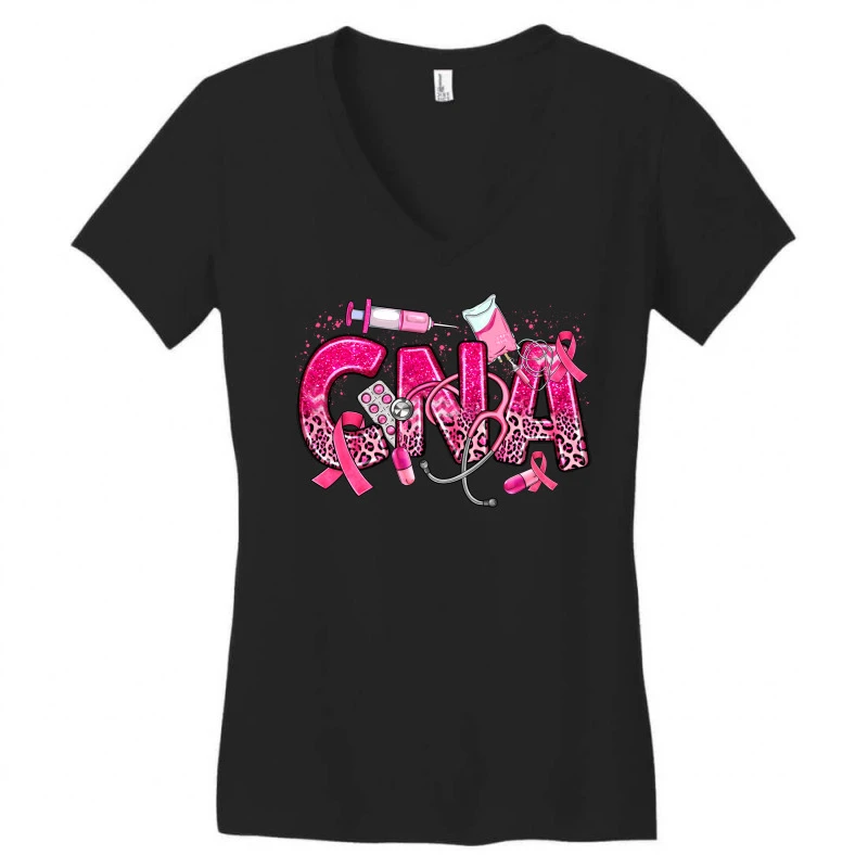Breast Cancer Cna Certified Nursing Assistant Women's V-Neck T-Shirt 3 Breast Cancer Cna Certified Nursing Assistant Women's V-Neck T-Shirt - Image 3