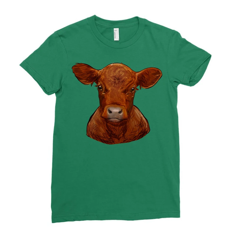 Red Angus Calf Ladies Fitted T-Shirt 3 Red Angus Calf Ladies Fitted T-Shirt - Image 3