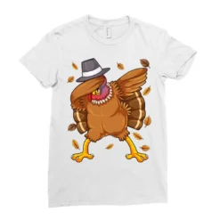 Dabbing Turkey Thanksgiving Day Funny Pilgrim Dab Ladies Fitted T-Shirt -TeeMuse Store pd.2526160007.36.25063644.s3.1 front white ffffff none x0y0 154 800x800 1