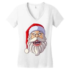 Creepy Santa Spooky Christmas Scary Santa Funny Cr Women's V-Neck T-Shirt -TeeMuse Store pd.2526166169.72.25064413.s3.1 front white ffffff none x4.5y0 129 800x800 1
