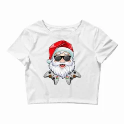 Christmas Santa Claus Video Game Controllers Xmas Crop Top