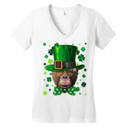 Chimpanzee St Patricks Day Animal Leprechaun Women's V-Neck T-Shirt -TeeMuse Store pd.2526174770.72.25066742.s3.1 front white ffffff none x0y0 138 800x800 1