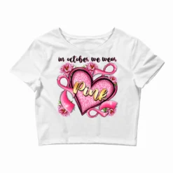 In October We Wear Pink Heart Crop Top