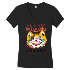 Be Happy Smile Now Cry Later Sublimatio Women's V-Neck T-Shirt -TeeMuse Store pd.2526240353.72.25084839.s3.1 front black ffffff none x0y0 138 800x800 1