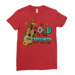 The Lord Is My Strength And My Song Guitar With Su Ladies Fitted T-Shirt -TeeMuse Store pd.2526303434.36.25086347.s3.1 front red ffffff none x0y0 154 800x800 1