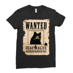 Wanted Dead & Alive Schrodinger's Cat Ladies Fitted T-Shirt -TeeMuse Store pd.2526318687.36.25086802.s3.1 front black ffffff none x4y0 146 800x800 1