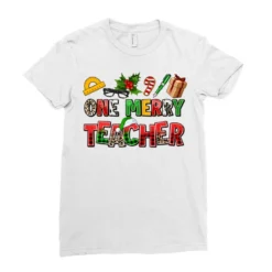 One Merry Teacher Ladies Fitted T-Shirt -TeeMuse Store pd.2526334363.36.25086267.s3.1 front white ffffff none x0y0 154 800x800 1