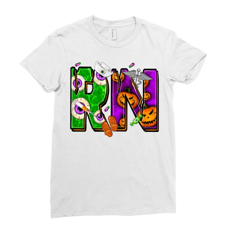 Halloween RN Registered Nurse Ladies Fitted T-Shirt 3 Halloween RN Registered Nurse Ladies Fitted T-Shirt - Image 3