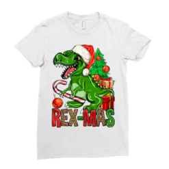 Rex-mas Christmas T-Rex Ladies Fitted T-Shirt -TeeMuse Store pd.2526352362.36.25087130.s3.1 front white ffffff none x1.5y0 151 800x800 1