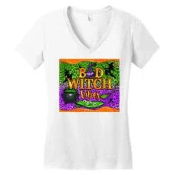 Bad Witch Vibes Women's V-Neck T-Shirt 7 Bad Witch Vibes Women's V-Neck T-Shirt -TeeMuse Store pd.2526428522.72.25057459.s3.3 front white ffffff none x0y0 138 800x800 1