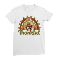Turkey Rainbow Thankful Thanksgiving Ladies Fitted T-Shirt -TeeMuse Store pd.2526432223.36.25057430.s3.1 front white ffffff none x0y0 154 800x800 1