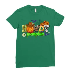 Howdy Halloween Pumpkins Ladies Fitted T-Shirt -TeeMuse Store pd.2526436193.36.25086063.s3.1 front kelly green ffffff none x0y0 154 800x800 1