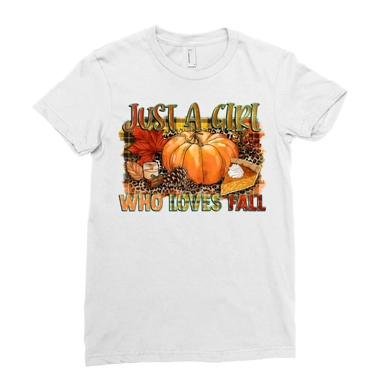 Just A Girl Who Loves Fall Ladies Fitted T-Shirt 3 Just A Girl Who Loves Fall Ladies Fitted T-Shirt - Image 3