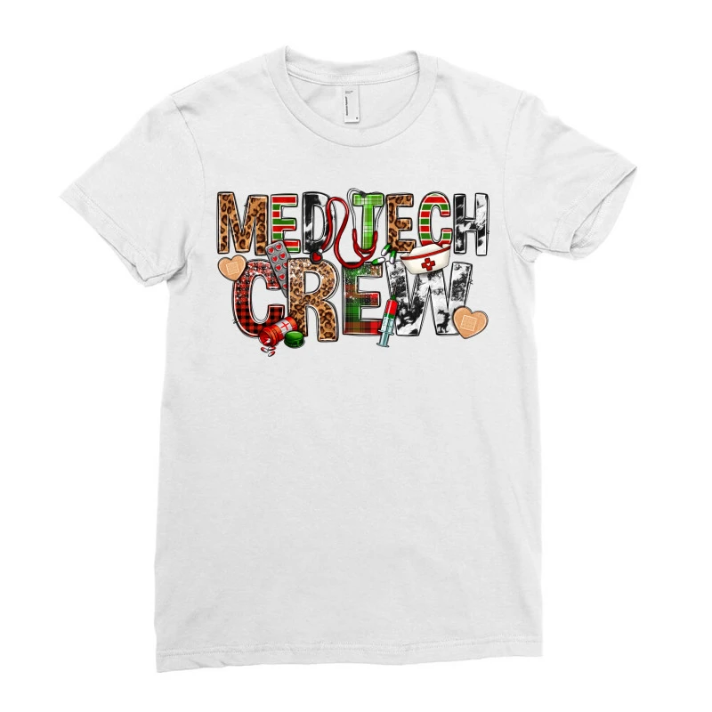Med Tech Crew Nurse Christmas Ladies Fitted T-Shirt 3 Med Tech Crew Nurse Christmas Ladies Fitted T-Shirt - Image 3