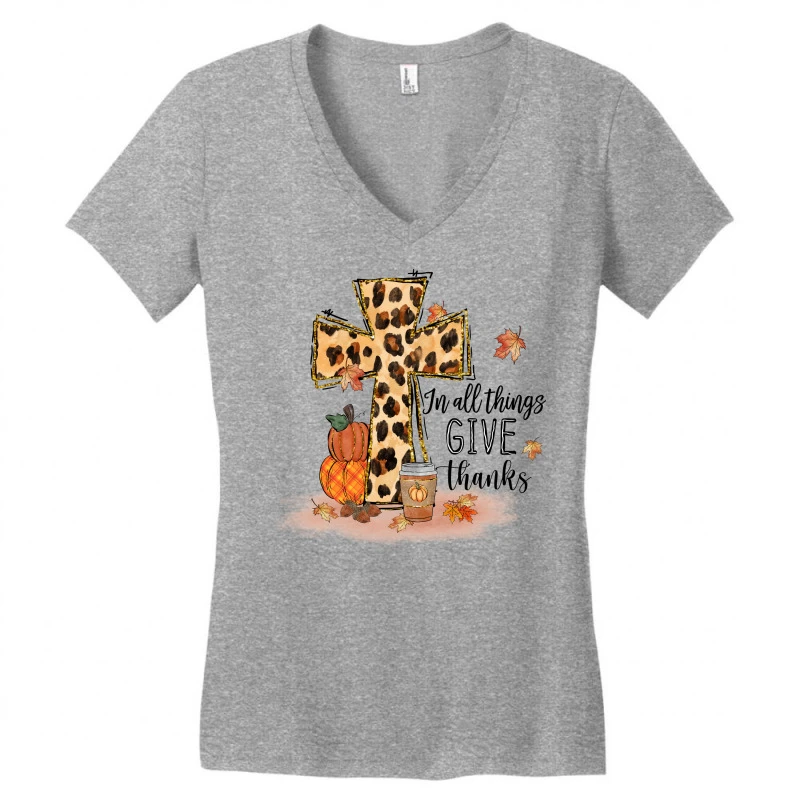 In All Things Give Thanks Sublimation Women's V-Neck T-Shirt 3 In All Things Give Thanks Sublimation Women's V-Neck T-Shirt - Image 3