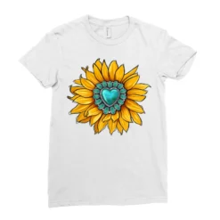 Sunflower And Turquoise Gemstone Ladies Fitted T-Shirt -TeeMuse Store pd.2526555889.36.25093394.s3.1 front white ffffff none x0y0 154 800x800 1