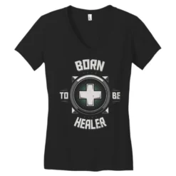 Born To Be Healer Women's V-Neck T-Shirt -TeeMuse Store pd.2526605604.72.25067855.s3.1 front black ffffff none x0y0 138 800x800 1