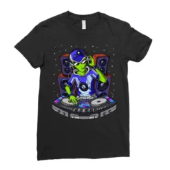 Alien Music Dj Ladies Fitted T-Shirt -TeeMuse Store pd.2526615527.36.25069077.s3.1 front black ffffff none x0y0 154 800x800 1