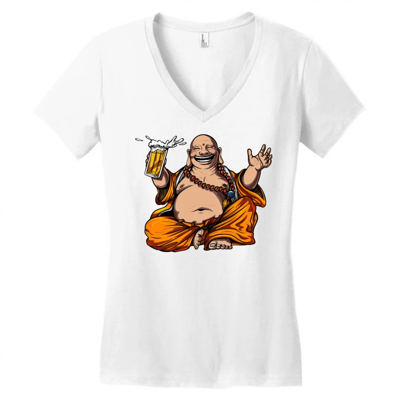 Buddha Beer Party Women's V-Neck T-Shirt 3 Buddha Beer Party Women's V-Neck T-Shirt - Image 3