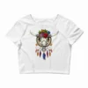 Cow Skull Hippie Dream Catcher Crop Top