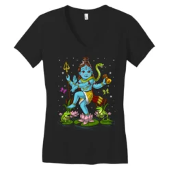 Hindu God Shiva Nataraja Women's V-Neck T-Shirt 7 Hindu God Shiva Nataraja Women's V-Neck T-Shirt -TeeMuse Store pd.2526638043.72.25079361.s3.1 front black ffffff none x0y0 138 800x800 1