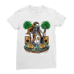 Hippie Skeleton Dj Ladies Fitted T-Shirt 7 Hippie Skeleton Dj Ladies Fitted T-Shirt -TeeMuse Store pd.2526642730.36.25080484.s3.1 front white ffffff none x0y0 154 800x800 1