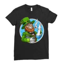 Leprechaun Smoking Weed Ladies Fitted T-Shirt -TeeMuse Store pd.2526646801.36.25081621.s3.1 front black ffffff none x0y0 154 800x800 1