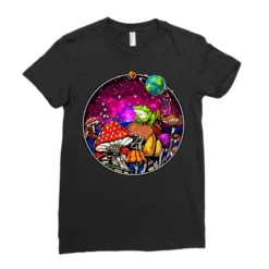 Magic Mushrooms Psilocybin Psychedelic Frog Ladies Fitted T-Shirt -TeeMuse Store pd.2526648189.36.25082860.s3.1 front black ffffff none x0y0 154 800x800 1