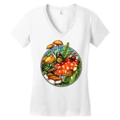 Magic Mushrooms Psilocybin Fungi Women's V-Neck T-Shirt -TeeMuse Store pd.2526648453.72.25082853.s3.1 front white ffffff none x0y0 138 800x800 1