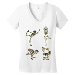 Skeleton Yoga Women's V-Neck T-Shirt -TeeMuse Store pd.2526660649.72.25088769.s3.1 front white ffffff none x1.5y0 135 800x800 1