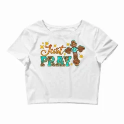 Western Leopard Turquoise Just Pray With Cross Crop Top