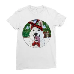 Christmas White Shepherd With Cowhide Ladies Fitted T-Shirt -TeeMuse Store pd.2526724505.36.25095397.s3.1 front white ffffff none x0y0 154 800x800 1