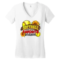 Softball Is My Favorite Season Women's V-Neck T-Shirt -TeeMuse Store pd.2526729325.72.25095335.s3.1 front white ffffff none x0y0 138 800x800 1