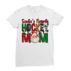 Santa's Favorite Hockey Mom Christmas Ladies Fitted T-Shirt -TeeMuse Store pd.2526772132.36.25095471.s3.1 front white ffffff none x0y0 154 800x800 1