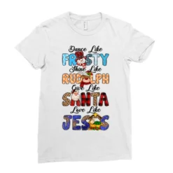 Dance Like Frosty Shine Like Rudolph Give Like Ladies Fitted T-Shirt -TeeMuse Store pd.2526780367.36.25096772.s3.1 front white ffffff none x22.5y0 109 800x800 1