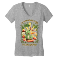 It's A Good Day To Be Happy Sublimation Women's V-Neck T-Shirt -TeeMuse Store pd.2526795803.72.25097169.s3.1 front heather ffffff none x4.5y0 129 800x800 1