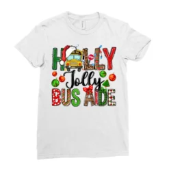 Holly Jolly Bus Aide Ladies Fitted T-Shirt -TeeMuse Store pd.2526811504.36.25097377.s3.1 front white ffffff none x0y0 154 800x800 1