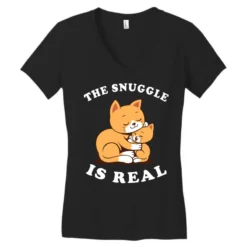 The Snuggle Is Real Women's V-Neck T-Shirt 7 The Snuggle Is Real Women's V-Neck T-Shirt -TeeMuse Store pd.2526890089.72.25094435.s3.1 front black ffffff none x0y0 138 800x800 1